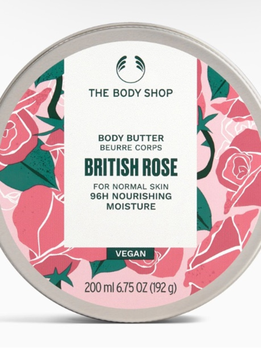 The Body Shop British Rose Body Butter - Pink & Green Floral Tin